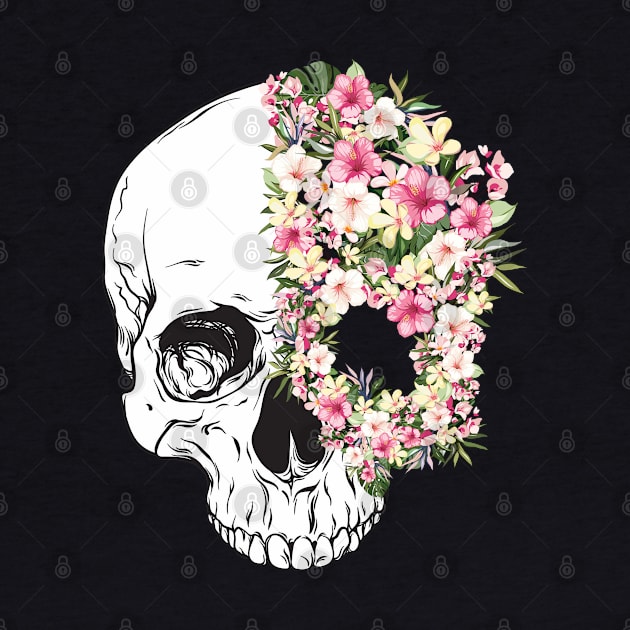 Exotic Flowers - Human Skull by treszure_chest